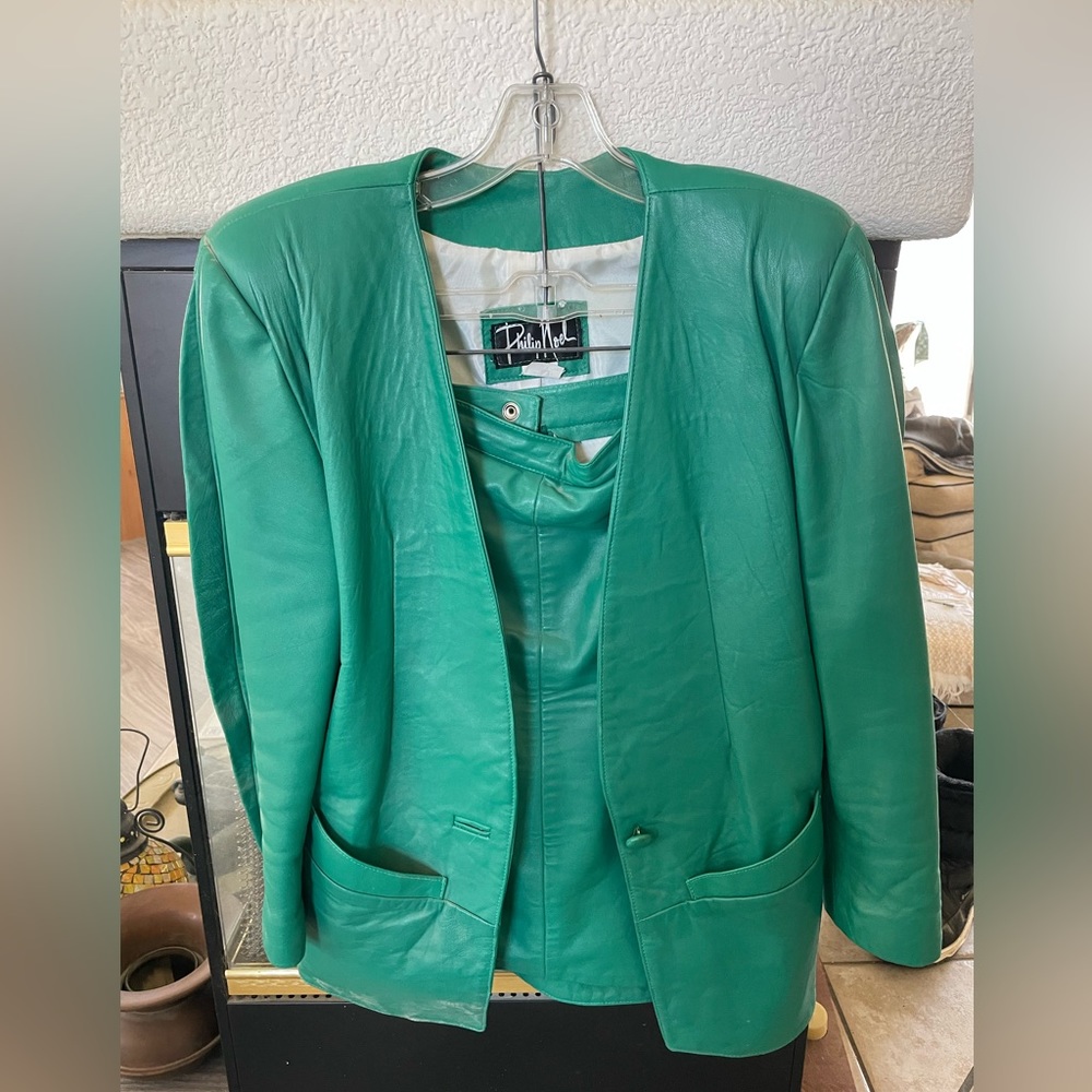 Philip Noel Green Leather Suit